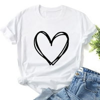 Sawvnm Ljeto Poklon Modni ženski dan zaljubljenih Ispis kratkih rukava T-majica Novelty Grafički vrhovi