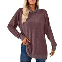 Ženska udobna bluza sa podijeljenim uštedama u boji Blokirani pulover dugih rukava Turtleneck plus veličina