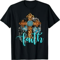 Zapadna Boho Christian Tirquoise Leopard Faith Cross Isus majica za žene Grafički povremeni kratkih
