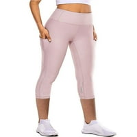 Glonme ženske visokog struka joga kapris sa džepovima suhe fit hlače vježbanje sportskim trčanjem kaprimkim