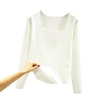 Puuawkoer žene jesen zima čvrsta boja FIT Square Crt dugih rukava Termalna košulja za žene plus veličine