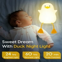 Noćna svjetlost, škrtica za patke, silikonska zatamnjača rasadnina noćna svjetlost, punjiva LED noćna