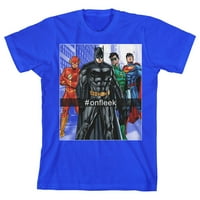 Justice League onfleek Boy's Royal Plava majica-XS