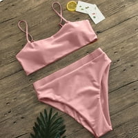 Ženski kupaći kostimi seksi bikini Tube Spaghetti kaiš Čvrsta dva kupaća odijelo za žene ružičasta m