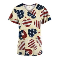 TEJIOJIO 4. srpnja Košulje ženske čišćenje SAD zvijezde Stripes majica Majica Američka zastava V izrez