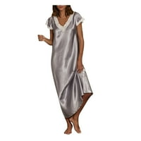 Huaai ženski plus veličina ljetnih vrhova haljina kratki rukav V izrez domaća ručica pidžamas duga haljina