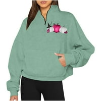 USMIXI WOMENS dukserica borba s rakom ružičaste duksere plus veličine patentni džep casual pulover vrhove