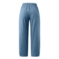 Žene ravne široke noge Hlače Ljetne modne ležerne hlače plus veličine džep duge hlače Čvrsto boje pantalone