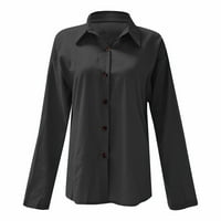 Ženska pamučna posteljina ljetna udobna čvrsto svestrana svakodnevna formalna majica, crna, XL