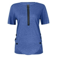 Ženske bluze Žene Ležerne prilike, patentni patentni patentni patentni majica s kratkim rukavima Bluza