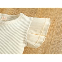 Kiapeise 1-6t Toddler Djevojka za bebe Ljetna odjeća rebrasta kratkih rukava Pulover vrhove Corduroy Mini suknje postavljene odjeće