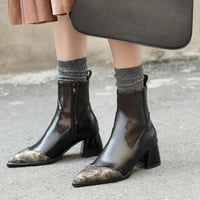 Čizme za žene spajanje bočnih patentnih zatvarača kratke čizme zima topla koža patchwork vintage debela