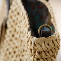 Ženske vrećice velike slame plaže Woven Tote torbica ručno tkanje ramena pompom torbica