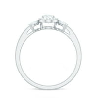 Ovalni moissan zaručnički prsten sa halo za žene, sterling srebro, SAD 7,00