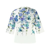 Ženske majice cvjetni tiskani V olakšice za izrez Tees Basic Tunic Tops Bluze Labavi povremeni lagani