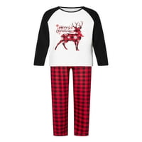Božićna porodica Pajamas Podudarni set Elk Print Dugi rukavi na dugim rukavima Pletene hlače Loungewear