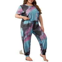 Tie dye okrugli izrez setovi za hlače s kratkim rukavima MULTICOLOR PLUS Površine veličine pidžame