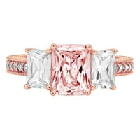 3.28ct smaragdni rez ružičasti simulirani dijamant 14k ružičasto zlato Angažovanje kamena prstena veličine