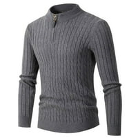 Duks fesfesfes za muškarce pola turtleneck zip pletene džemper s dugim rukavima s rukavicom za košulje