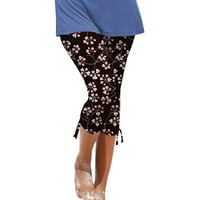 Ženski kapris ženski ljetni casual nacrtajući elastični struk srčani uzorci Slim Fit Cropped Hlače joge