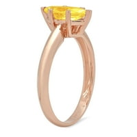 1. CT sjajan markizni rez simulirani žuti dijamant 14k Rose Gold Solitaire prsten SZ 7
