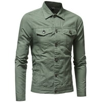 Muška majica košulje za muškarce Muška jesenski zimski gumb Čvrsta boja vintage traper jakna vrhova