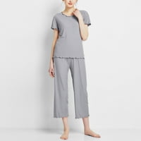 Simu svilene pidžame za žene Žene kratki rukav okrugli vrat Ležerna majica sa kratkim rukavima s kratkim