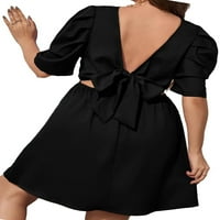 Ženska plus veličina haljina casual obični okrugli vrat Line crna 0xl