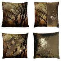 Vintage Jesenji drveće Bare stablo na jesen reverzibilno sireno sireni jastuk jastuk jastuk