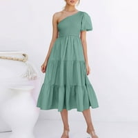 Haljine za žene bez rukava A-line srednjeg duljine ležernoj ručnoj ručnoj ljetnoj haljini zeleno l