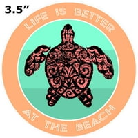 Tribal Turtle Life bolji je na plaži 3,5 - auto kamioni grafički grafički branik vinil naljepnica -