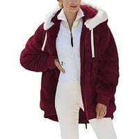 Kaputi za žene čišćenje zimski topli labavi plišani jaknu sa kapuljačom sa kapuljačom