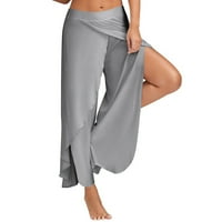 Široke noge joga hlače za žene labave duksere sa džepovima sa džepovima visoke struke Istepene hlače