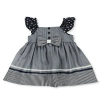 Bonnie Baby Baby Girls 'dvodijelna haljina Chambray Set Outfit - Drveni ugljen siv, mjeseci