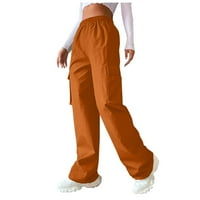 Ženske casual pantalone kaubojski džep ravni cilindrični kombilizirani čvrsti boju