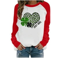 Ženska dukserica moda St. Patrickov dan Ispiši patchwork dugih rukava pulover casual labavo bluza