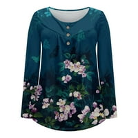 Bazyrey ženske vrhove plus veličina dukserica bluza dugih rukava trendi cvjetni ispis labavi bluze Henley