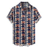 4. jula muška havajska majica USA Nacionalna zastava košulja Grafička majica ovratnik plus veličina