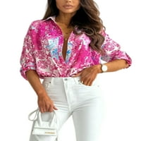Avamo dame bluza rever na vrhu majica s dugim rukavima Žene labave tuničke košulje Business Pink 2xl