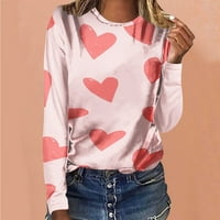 Valentines Day Pokloni Ženska modna labava dugi rukava Bluza za bluzu za božićne štampanje The