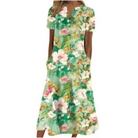 Lulshou haljine za žene, žensko ljetno casual haljine za sunčanje V-izrez Maxi haljine s kratkim rukavima