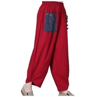 Široke pantalone za noge za žene modne ženske ljetne casual labave pamučne i posteljine vezene široke