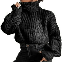 Bomotoo Žene Elegantne pletene džempere Visoki vrat Labavi džumni vrhovi radne ležerne pulover u boji