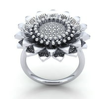 Originalni 1.5ctw okrugli rez Diamond Dame Flower Vintage Godišnjica Angažman prsten od punog 10k ruža,
