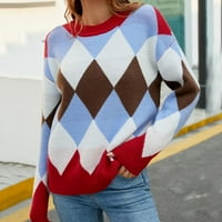 Ženski džemperi ispisani O-izrez na dugim rukavima preveliki jeseni pad letwing proliveni rub Tunic