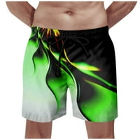 Ljetni teški momak ljeto muške kratke hlače 3D digitalno pismo ispisane ravno nogu hlače na plaži zelena