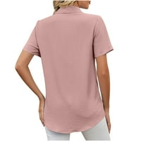 ZODGGGU TUNIC Dugmas polo majice za žene bljeskalice Vintage Trendy kratki rukav ženski vrhovi pune