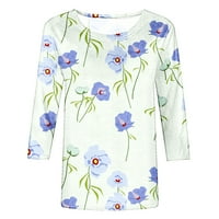 Ženski ljetni vrhovi plus veličina casual crewneck rukave majice cvjetni print fit osnovne bluze do