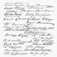 Izjava: potpisi. Nsecond Stranica potpisa na deklaraciji o neovisnosti. Poster Print by