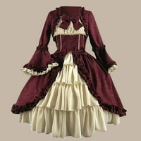 Seichang haljine za žene modne žene dugih rukava Vintage Gothic Court Squir decline ogrlica patchwork